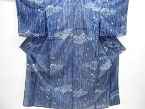 駒絽　雨雲に楓模様小紋着物